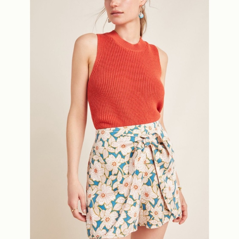 NWT anthro high rise tie front skirted short